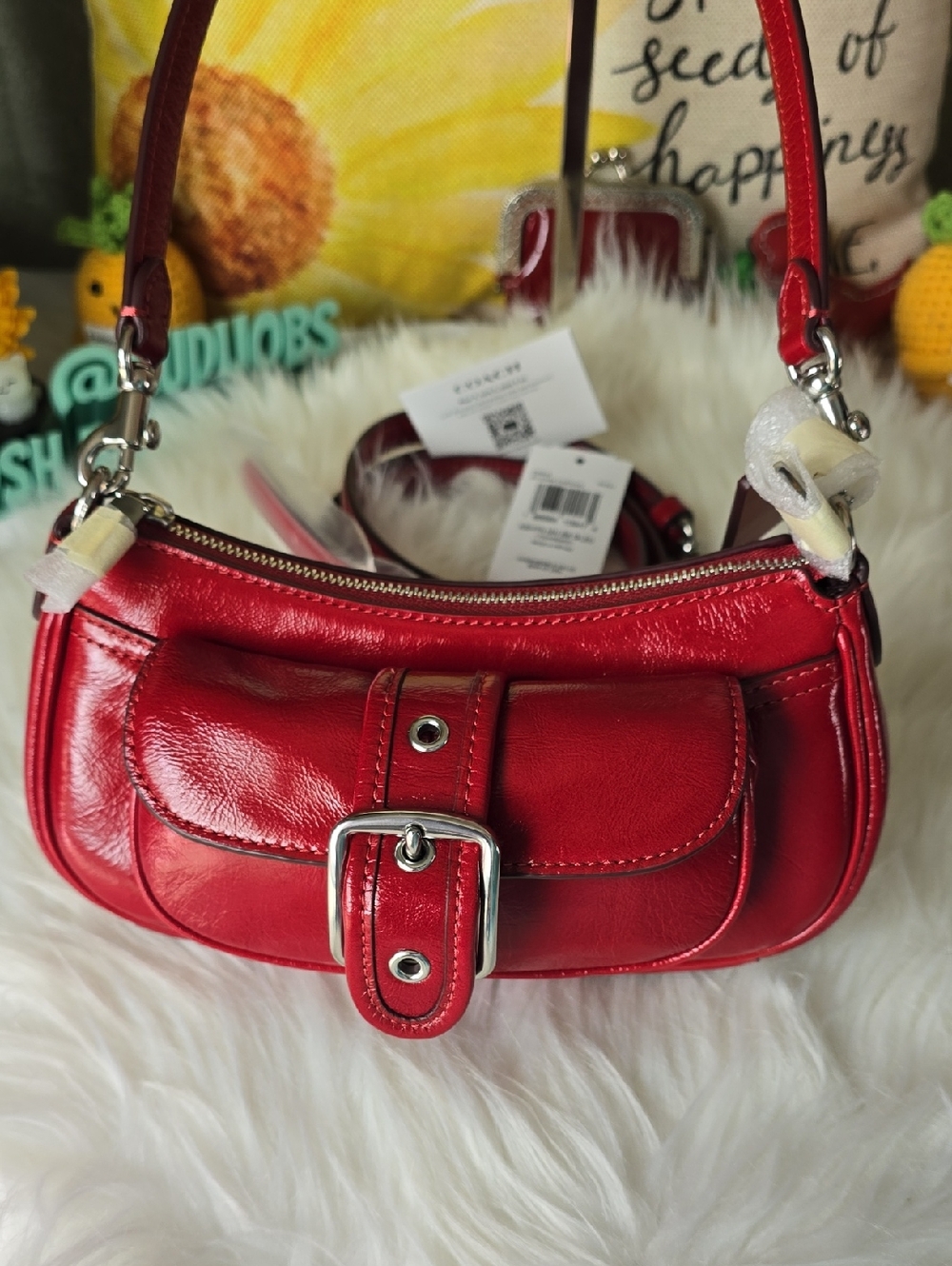 Coach NWT Ashton Mini Red Leather Buckle-Front Crossbody Bag Or Clutch So Cute